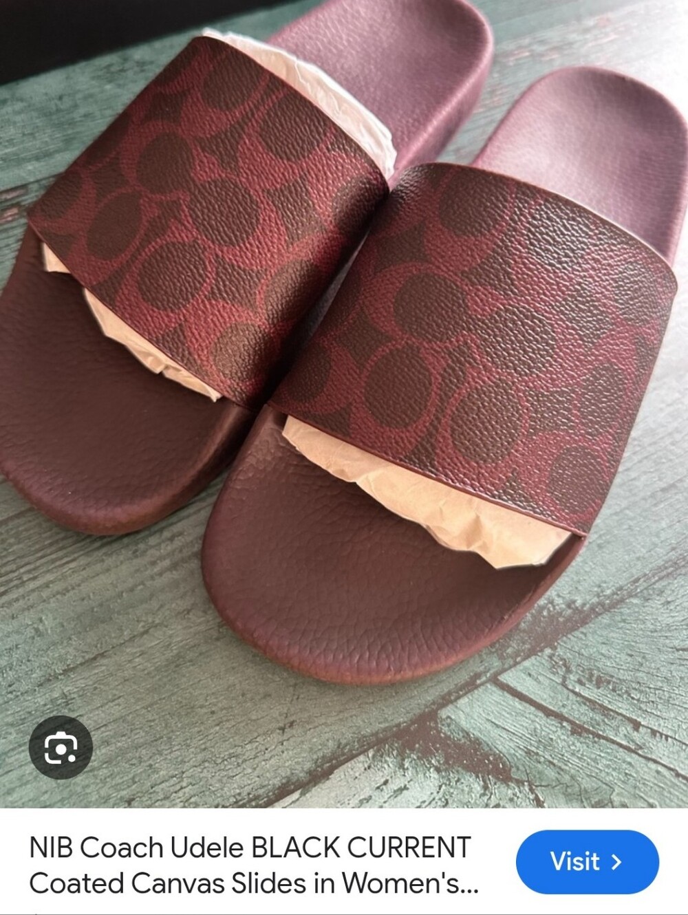 NWT- NIB Coach Udele Women Maroon Slide Sandal with Signature Pattern (No Box) - Picture 4 of 7